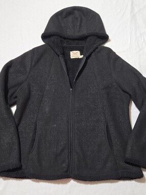 Faded Glory Black Hooded Zip-Front Jacket